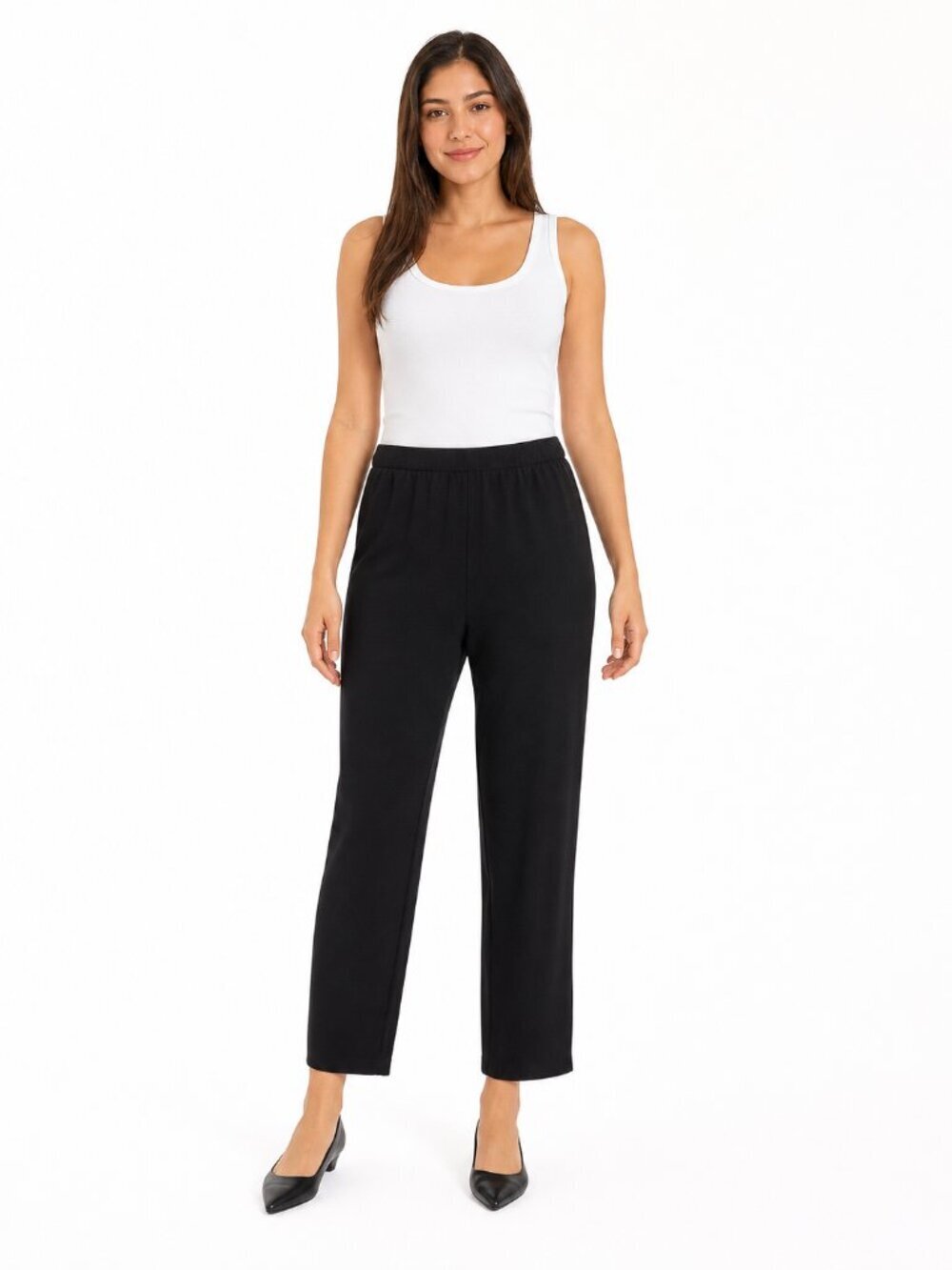 Ming Wang Pull On Knit Dress Pants Black Career Travel Size S